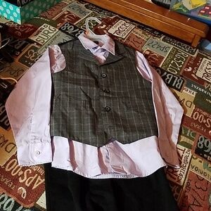 George 3 Piece Set Vest Pants Button Down Shirt